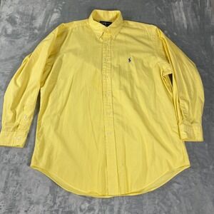 Ralph Lauren Mens Button Down Shirt 16 32/33 Yellow Gingham Check Cotton